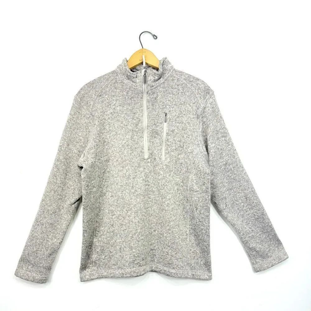 Woolrich Marled Gray Knit Quarter Zip Pullover Performance Layer Sweater Fleece
